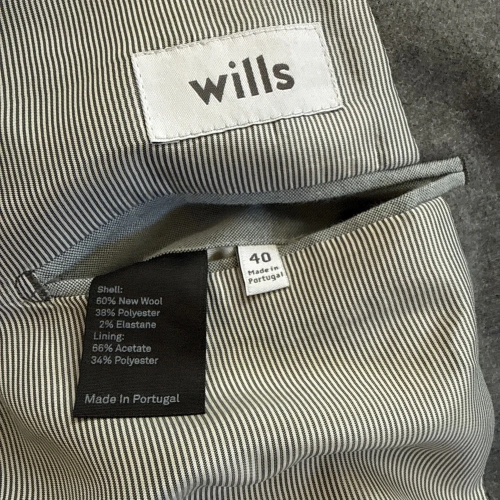 Wills Huckberry Stretch Wool Suit Men 40 Short 33x31 Gray Heather Two Piece